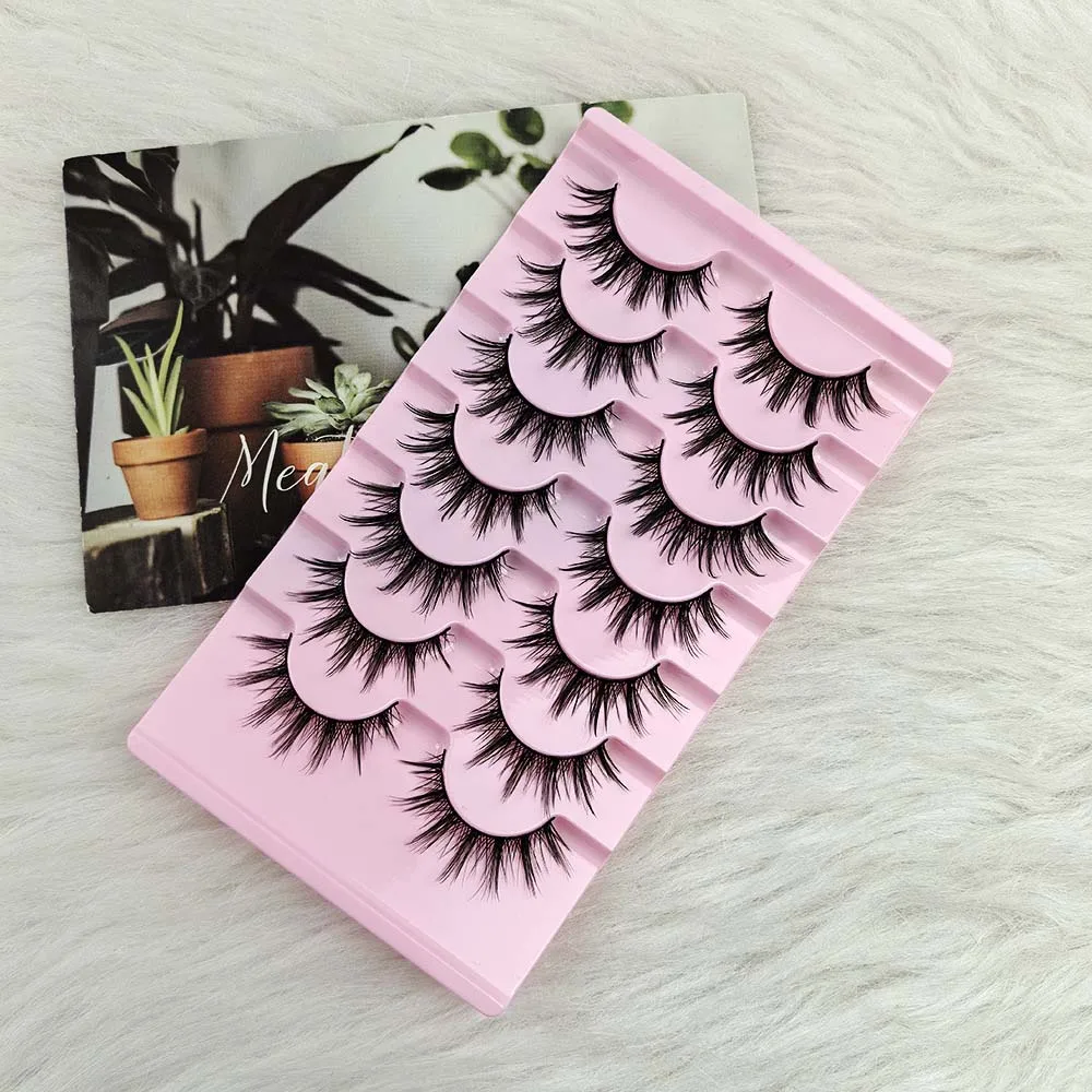 

7Pairs Cat Eye Big Devil False Eyelashes Full Strip Eye Tail Lengthening Cat Eye Fake Lashes Natural Long Winged