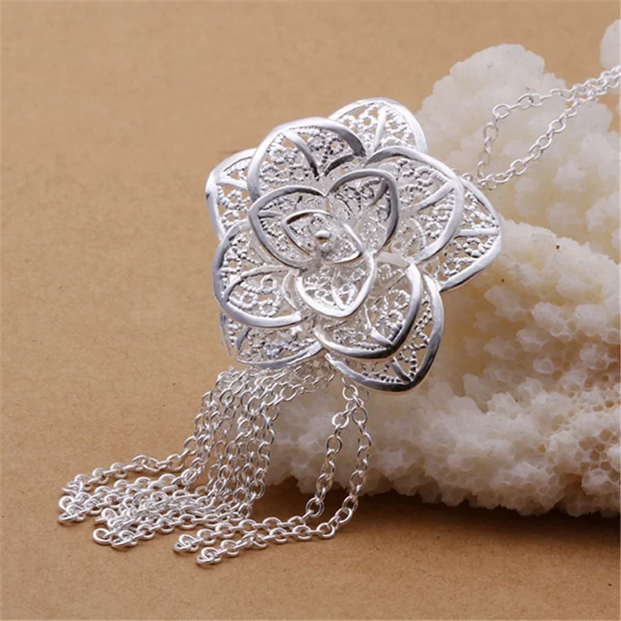 Specials Explosion Models Silver 925 Plated Necklace Fashion Aesthetic Women Flower