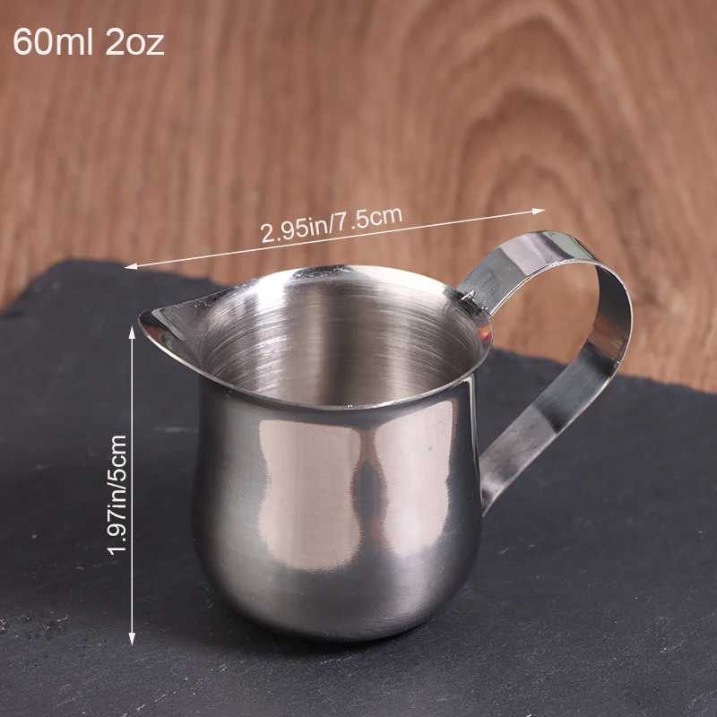 60-240ML Measuring Cup With Pouring Spout Coffeeware Coffee Milk Frothing Pitcher Cup Kitchen Stainless Steel Creamer Pitchers