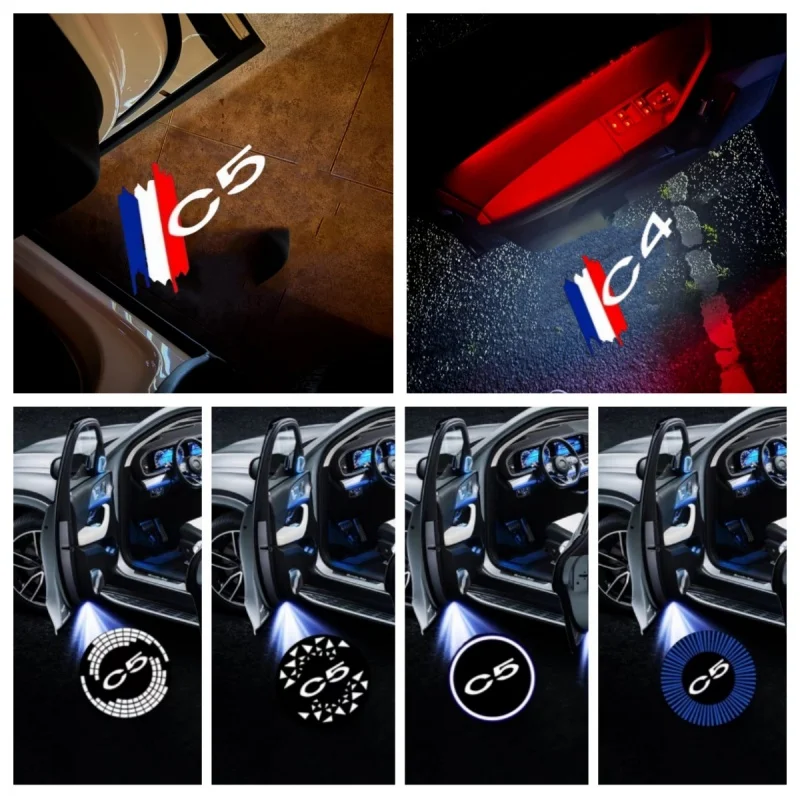 

2PCS Welcome Car Door Logo Lights Projector Lamp Car Accessories for Citroen C3XR HU83/VA2 Blade CE0536 C4 C2 C5 C6 C4LCACTUS