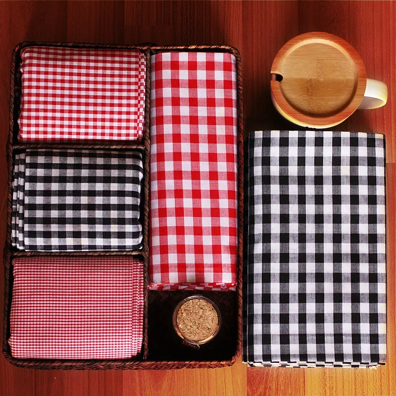 100% Cotton Ping Grain Plaid Fabric Red White Black Plaid Soft Skin Friendly Shirt Dress Children\'s Clothing Home Sewing Fabric