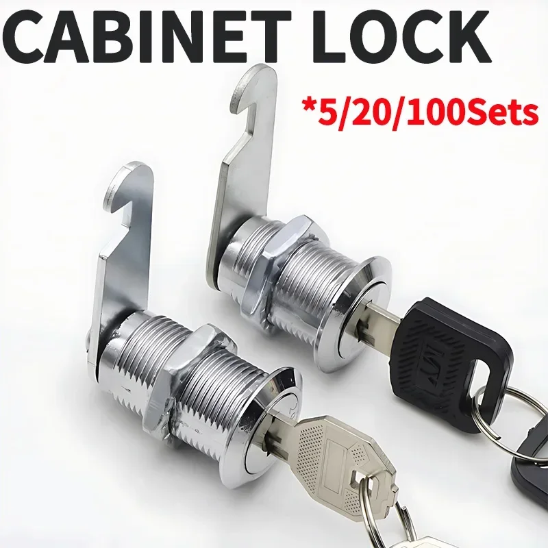 

5/20 Sets Metal Alloy Security Cam Locks Cylinder Cabinet Locker with 2 Keys for Security Mailboxes Cabinet Drawers