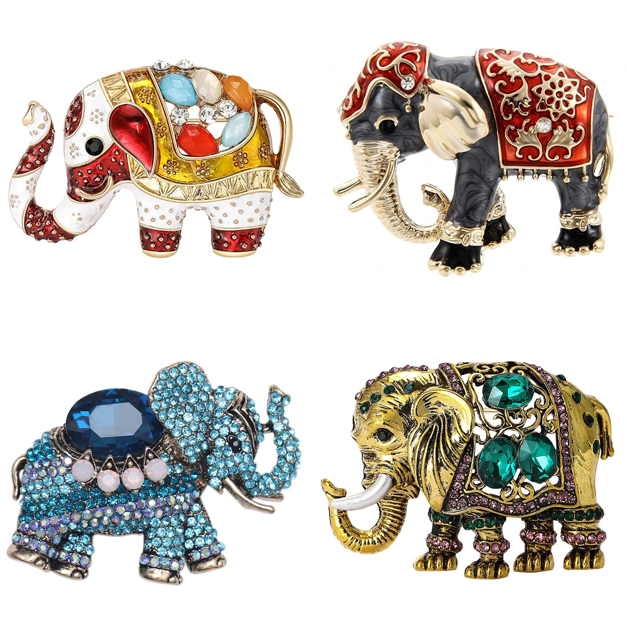 Rhinestone Elephant Pins for Women Unisex Glass Animal Brooches Event Party Backpack Decoration Clothes Accessories