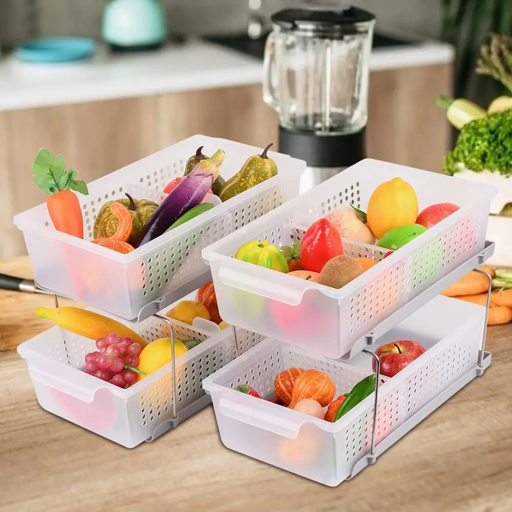 

JRing 2-уровневый органайзер под раковину, органайзер для шкафа для ванной комнаты, съемные корзины для хранения с разделителями, многоцелевой выдвижной