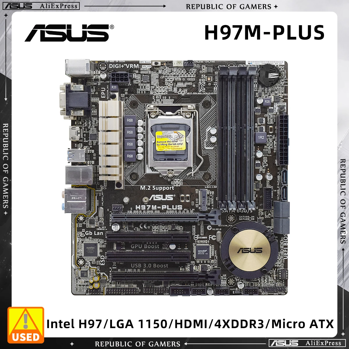 ASUS H97M-PLUS Micro ATX Motherboard With LGA 1150 Socket for Intel 4th Gen Core i3 i5 i7 Processors Supports 4 DDR3 RAM Slots