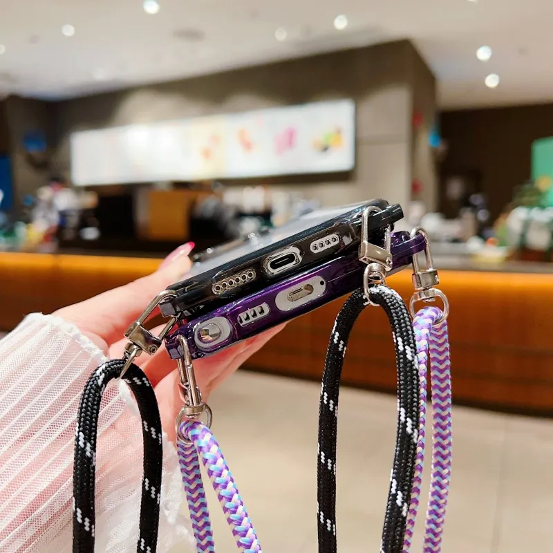 S26 Ultra Hülle, stoßfest, für Samsung Galaxy S25 FE S23 S24 Plus, Umhängetasche, Lanyard-Kordel, vier Ecken, transparente Kunststoff-Gurtabdeckung – Detail 9