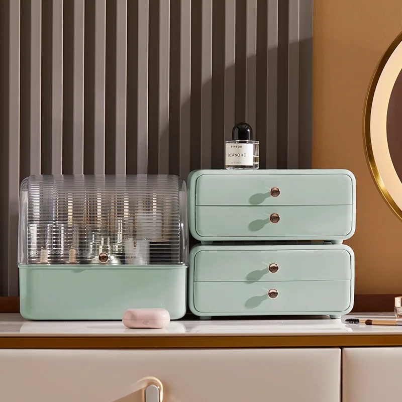 Desktop Cosmetics Storage Box Cosmetic Makeup Organizer Large Capacity Dustproof Desktop Drawer Make Up Drawer Jewelry Boxs