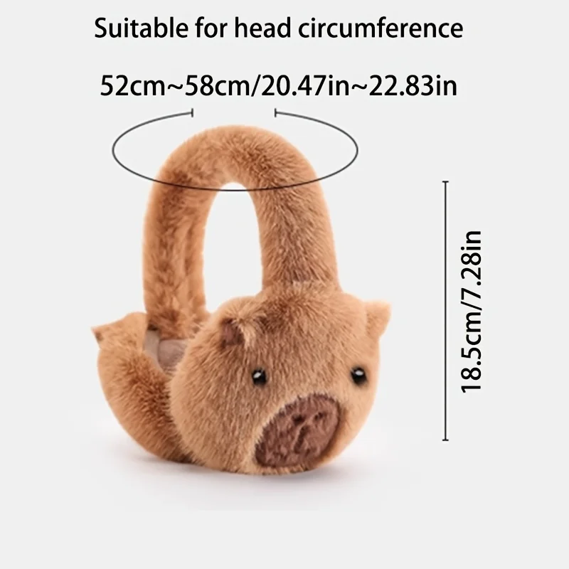 أغطية أذن مريحة من القطيفة كابيبارا للنساء - تصميم كرتوني لطيف، أغطية أذن قابلة للطي ودافئة، إكسسوار شتوي مثالي #6
