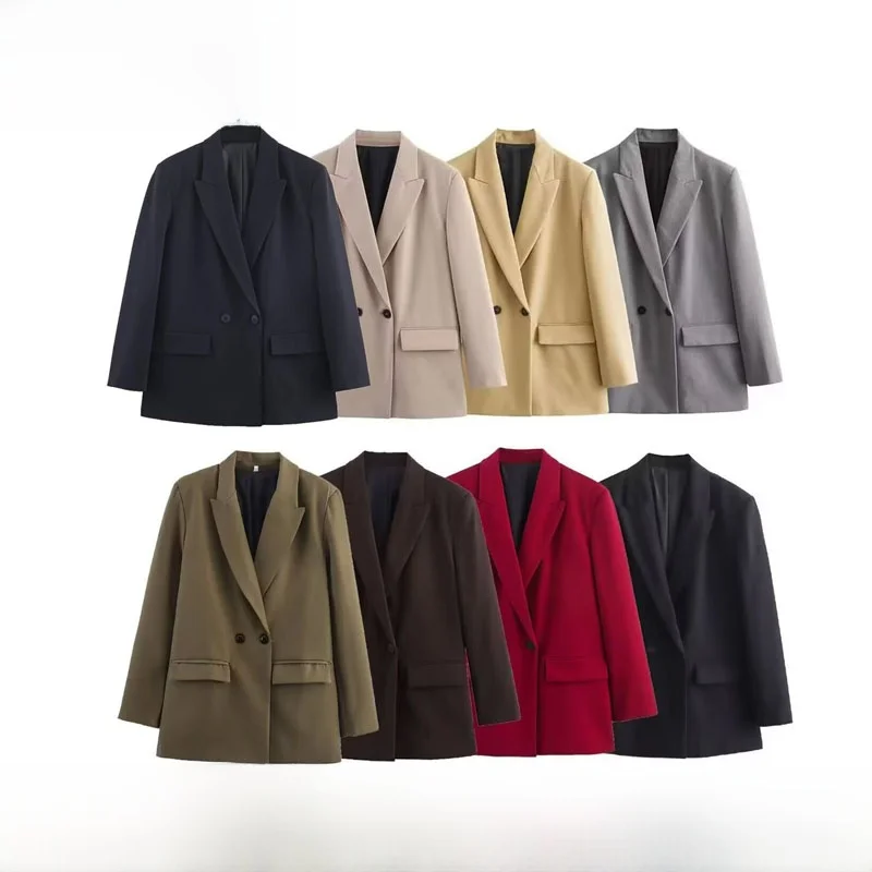 

Faionable Double-breasted Suit Jaet Women's Autumn Winter New Arrival Versatile Design Comfortable Polyester Fiber Long S...