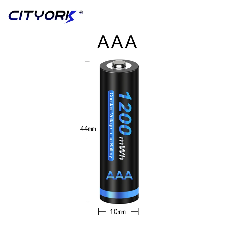 Заряжаемый аккумулятор CITYORK 1.5V AAA 1200 мВт / ч HR6 Литий - ионный аккумулятор с 8 - слойным жидкокристаллическим аккумулятором 1.5V AAA AA