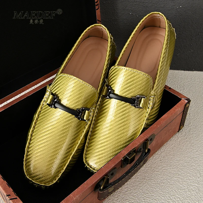 Men's Fashion Loafers Handmade Casual Slip on Shoes PU Leather Men Loafers Outdoor Comfortable Breathable Summer Driving Shoes