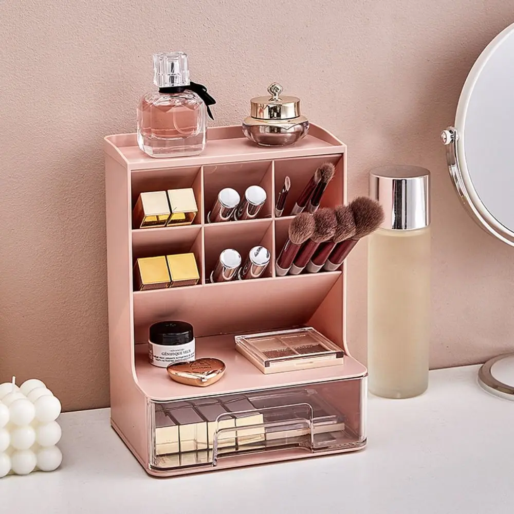 

6-Grid Desktop Storage Drawers Solid Color Oblique Insertion Cosmetics Storage Box Space-saving Drawer Oblique Pen Holder