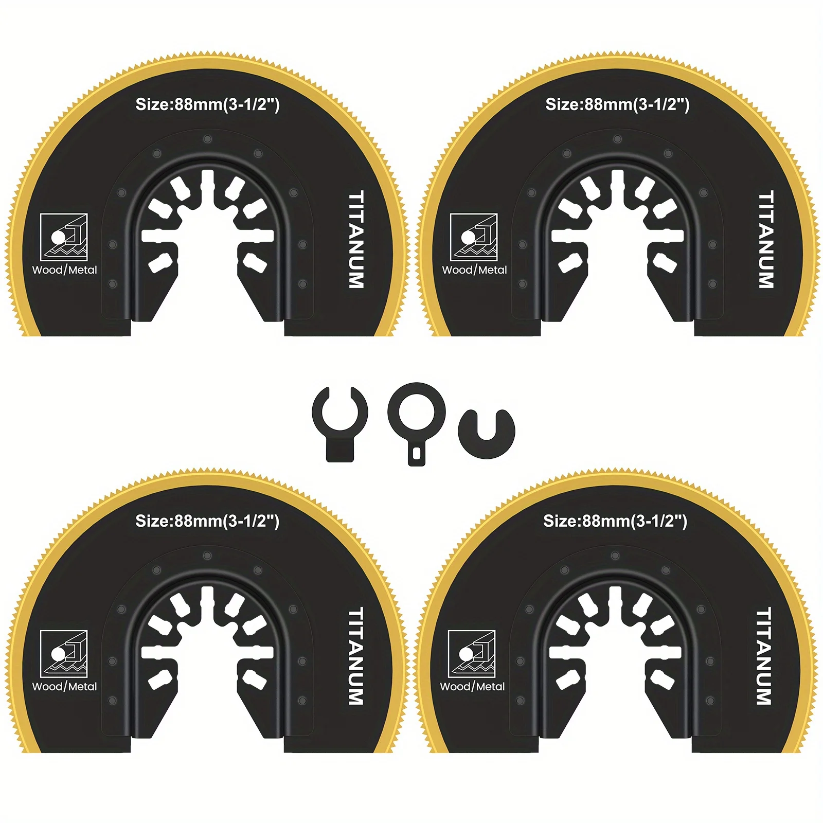 Conjunto de lâminas de serra oscilante universal, semi círculo titânio bimetálico, segmento multiuso, 4pcs