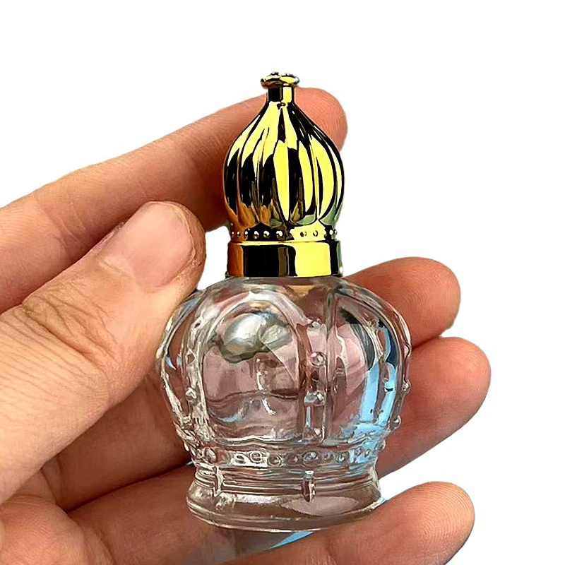 Mini frasco de muestra vacío transparente de vidrio dorado, botellas de aceite esencial rellenables, botellas de gotero, Perfume, 15ml