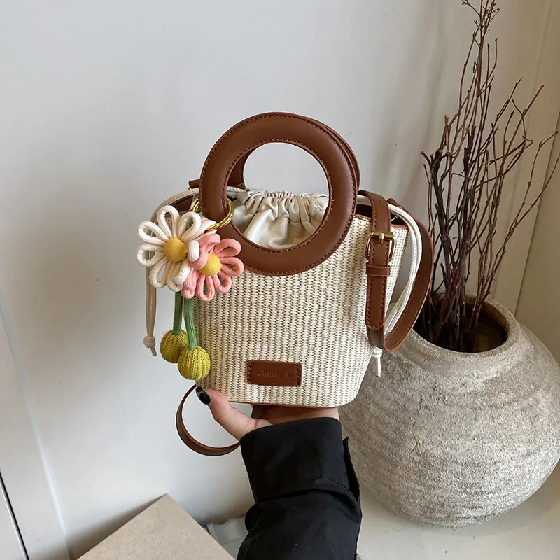 

2025 Summer Fashion Handbag - Stylish Crossbody Tote Bag for Women, Cute Boho Straw Basket Purse, Versatile Casual Shoulder Bag