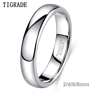 Tigrade Perhiasan Klasik 2/4/6 / 8mm Cincin Sederhana Pria Wanita Lucu Cincin Tungsten Karbida Murni Polish100% Cincin Pertunangan Cincin Kawin 8 cincin pria tungsten carbide penjualan terbaik - №