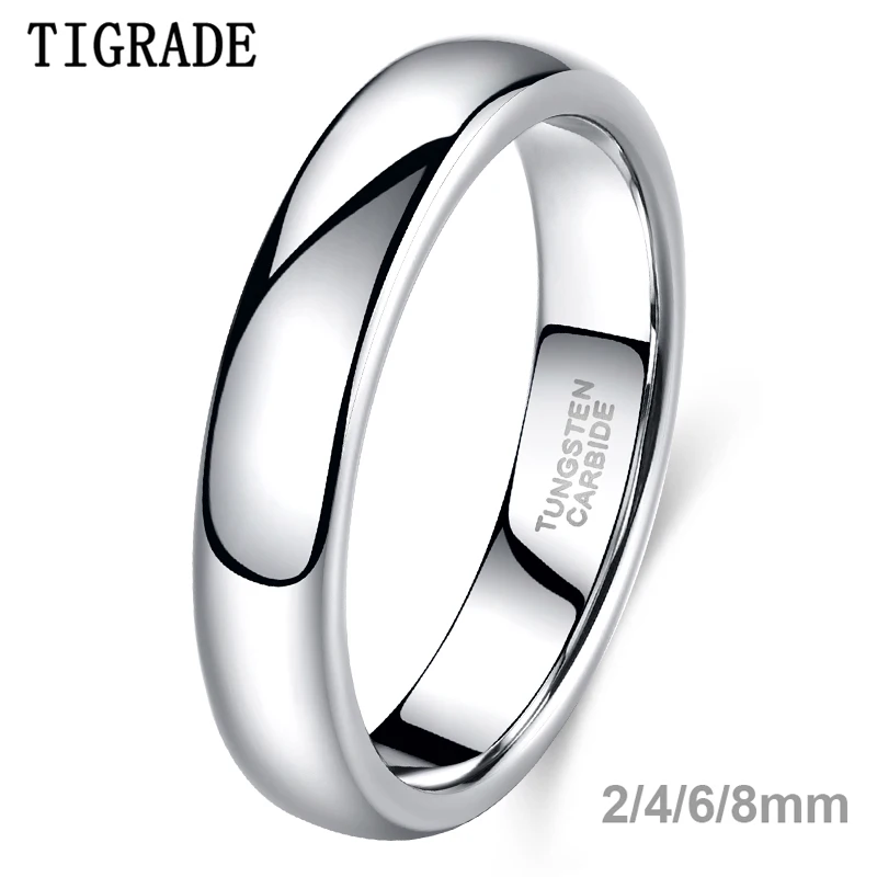 Tigrade Classic Jewelry 2/4/6/8mm Cute Men Women Simple Rings Polish100% Pure Tungsten Carbide Ring Wedding Band Pierścionek zaręczynowy