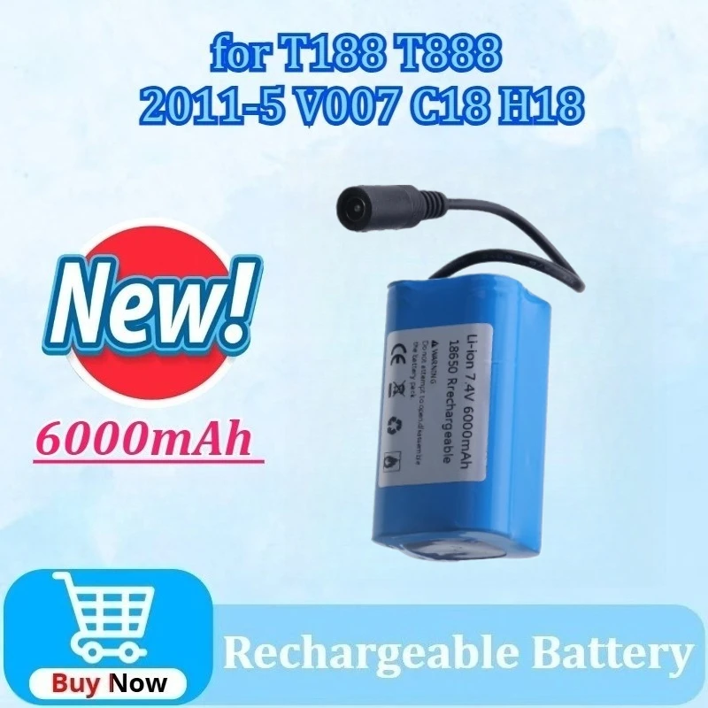 

7.4V 6000mAh 2S Battery for T188 T888 2011-5 V007 C18 H18 RC Fishing Bait Boat Accessories Rechargeable Batteries