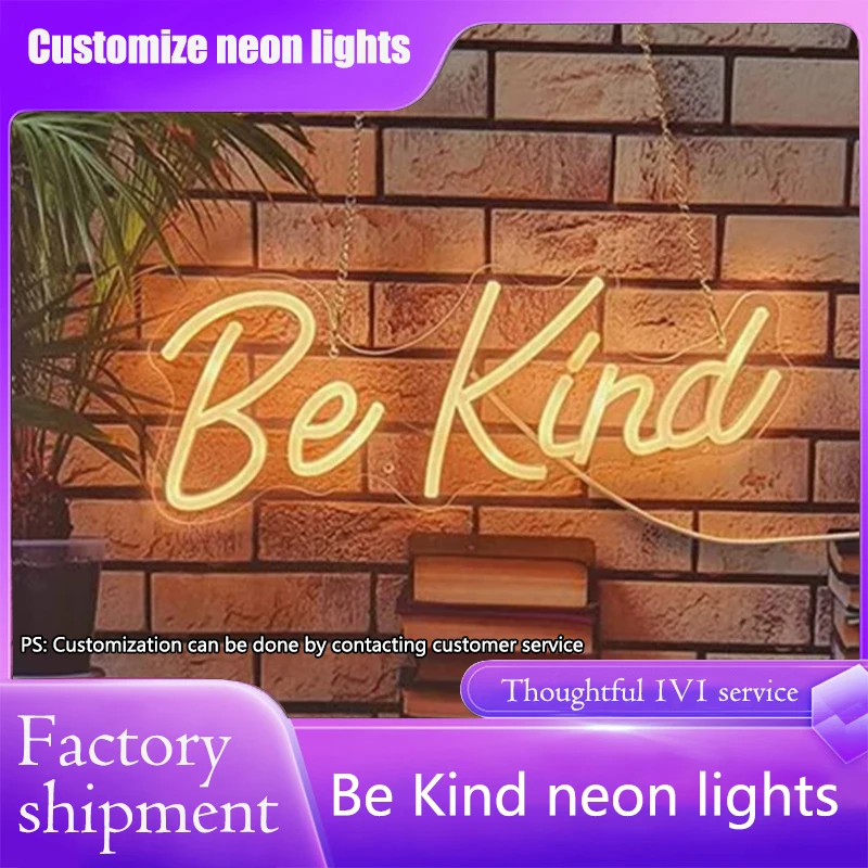 Be Kind Custom Led Name Sign Подарочный Настенный Декор Спальня Декор Персонализированный DIY Свадьба День Рождения Магазин 61,5X25CM Мальчик Часть Девушка