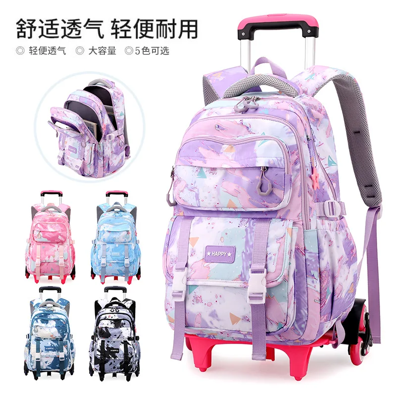 

Trolley Children School Bags Mochilas Kids Backpacks With Wheel Trolley Luggage Girls princess backpack Backbag kids Schoolbag