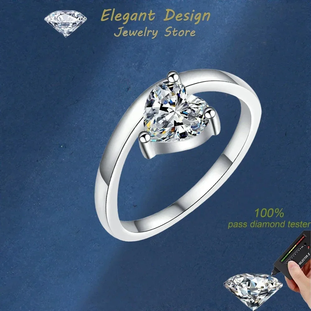 

Elegant Design Platinum PT950 1 Carat Sweet Heart Wedding Band, Moissanite Special Style Ring Gift for Girlfriend Fine Jewelry