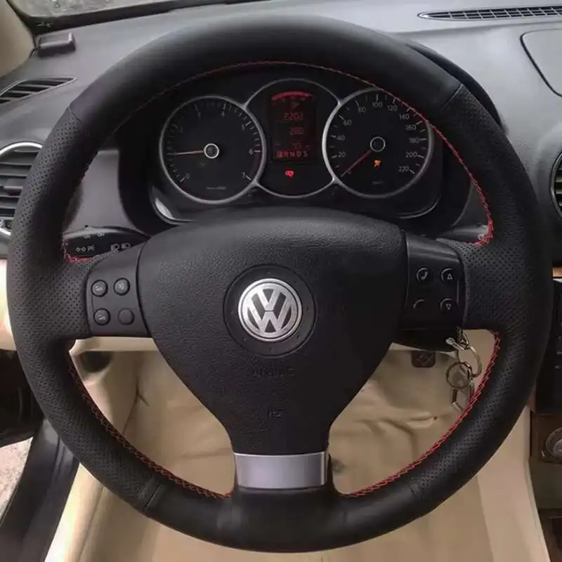 

For Volkswagen Golf 5 Mk5 Passat B6 Tiguan 2007 - 2011 Car Steering Wheel Cover Braid Artificial Leather Car Accessories