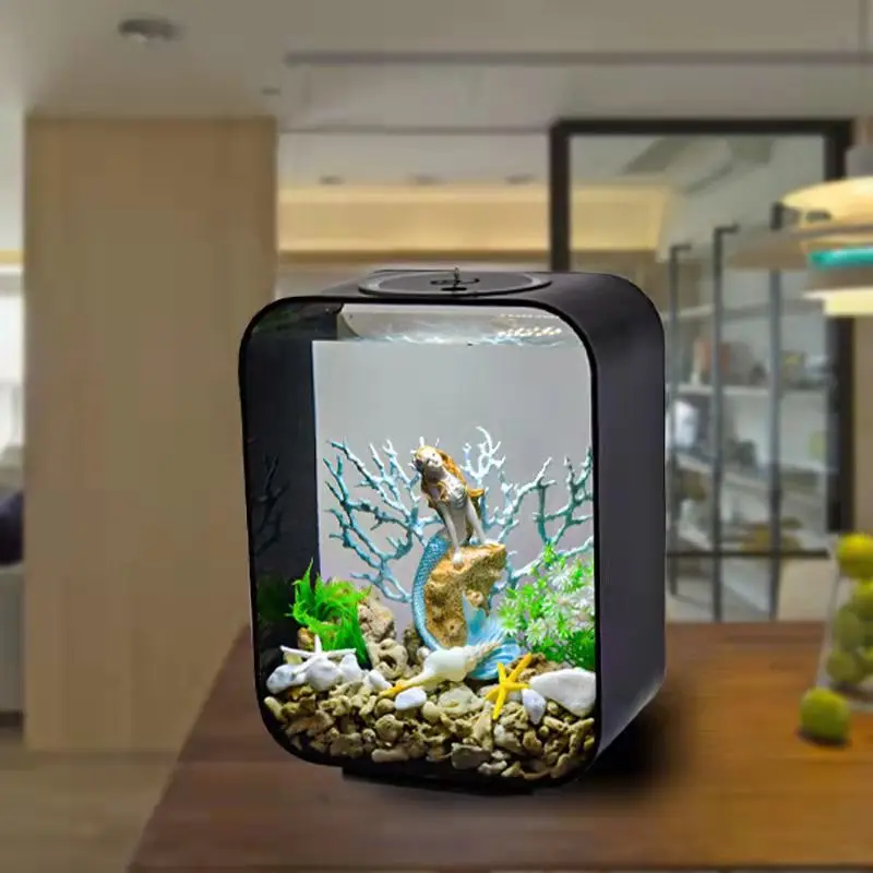 Decoration Landscape Eco Fish Tank Acrylic Tank Aquarium Landscape Hydroponic Plant Aquarium Ornamental Fish Tank with Led Light