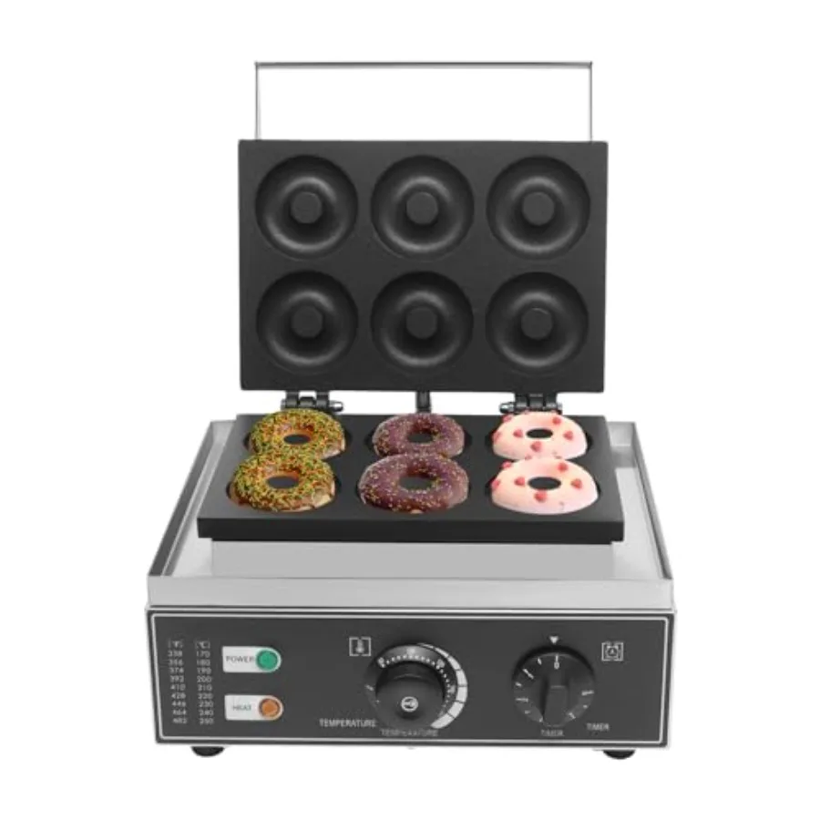 

2000W Electric Donut Maker with Non-stick Surface 12-Hole Double-Sided Heating Waffle Machine 122-572 Temperature Control for R