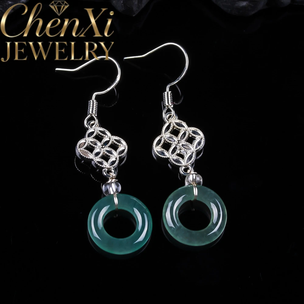 Natural A-Grade Ice Blue Old Jadeite Round Ring Earrings Elegant Charms Standout Piece High-End Keepsake Exquisite Luxury Gift