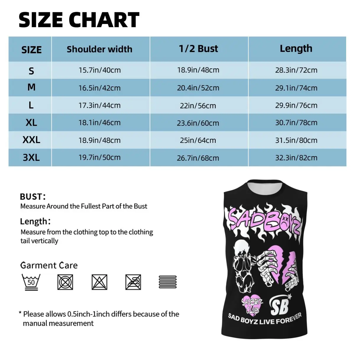 Junior H Merch Sad Boyz Men Printed Sleeveless T-shirt Casual Hip Hop Street Style Beach Holiday Tank Tops
