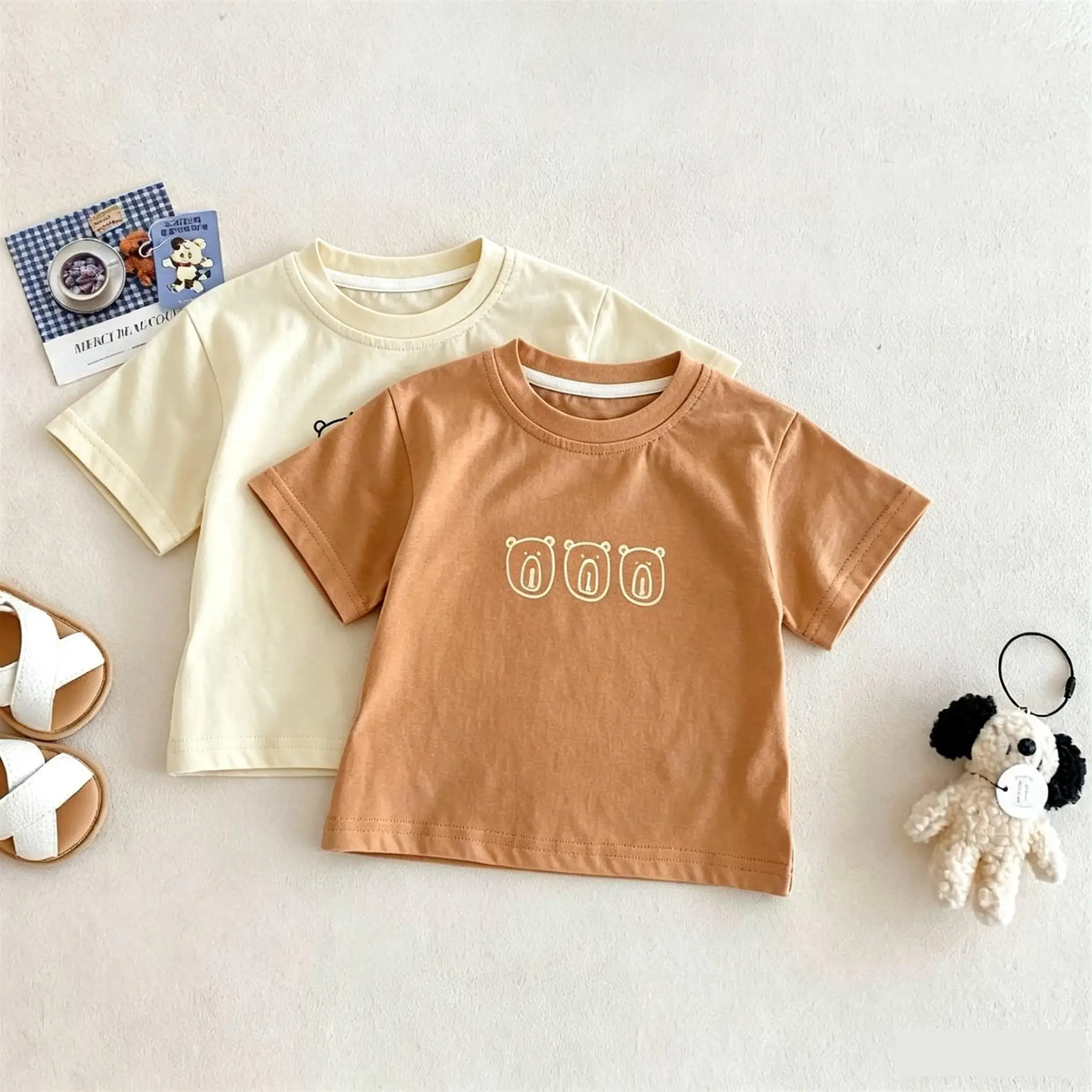 

Solid Color Simple Kids T-shirt Summer Clothing Baby Girls Short Sleeve Tees Tops Children Clothes Round Collar Loose T Shirts