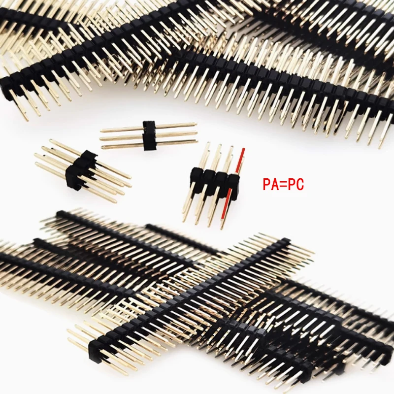 

2.54mm L7.5/11.5/15/17/21mm PA=PC Plastic in Middle Single 1X40P 2X40P Breakaway Stack PCB Board Male PinHeader Connector