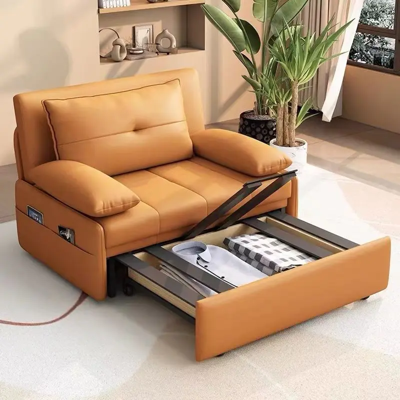 

Italian light luxury sofa bed for both sitting and sleeping, living room technology cloth, foldable, single or double person