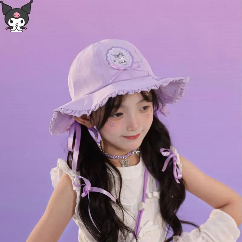 

Милый мультфильм Sanrios Hello Kittys Kuromi для девочек, солнцезащитная шляпа для мальчиков с большими полями, солнцезащитная шляпа в рыбацком стиле, праздничный подарок, модный солнцезащитный козырек
