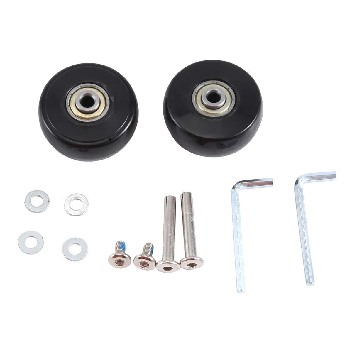 FZFZ 50X22mm 2개의 수하물 가방 교체 바퀴 세트, PU 회전 캐스터 휠 탄소강 베어링 수리 키트