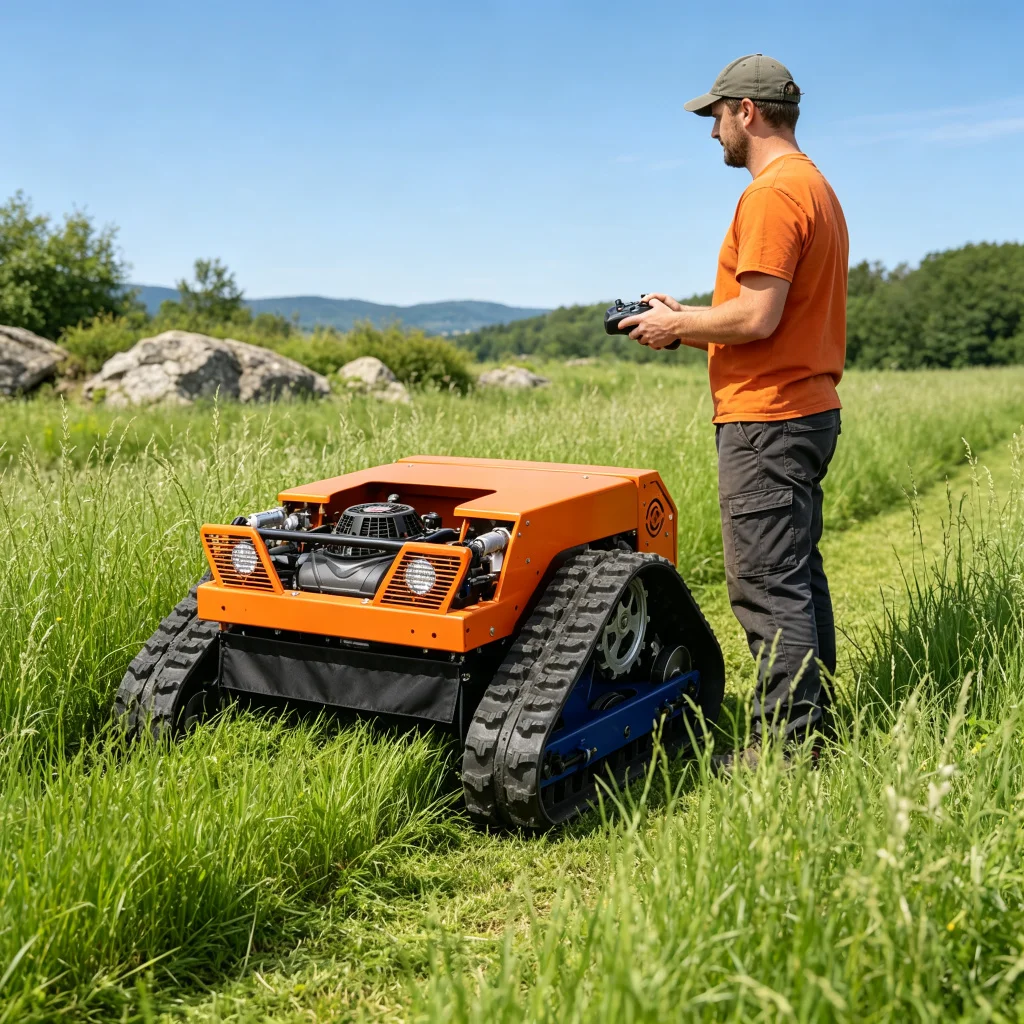 Direct Factory Delivery Compact Zero‑Turn Crawler Mower Wireless Remote Operation Grass Cutter Customized Blade Options