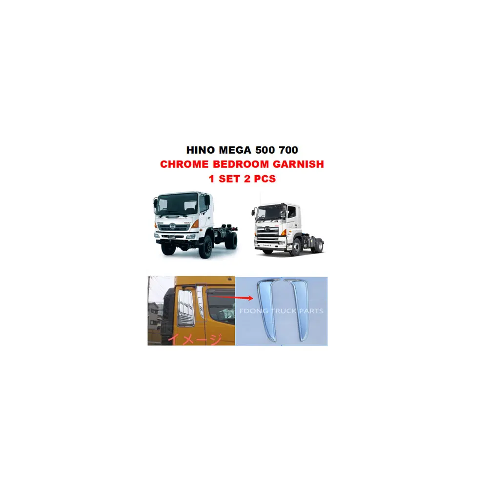 FDONG 1 Set 2 Pcs Chrome Bedroom Garnish for HINO MEGA 500 700