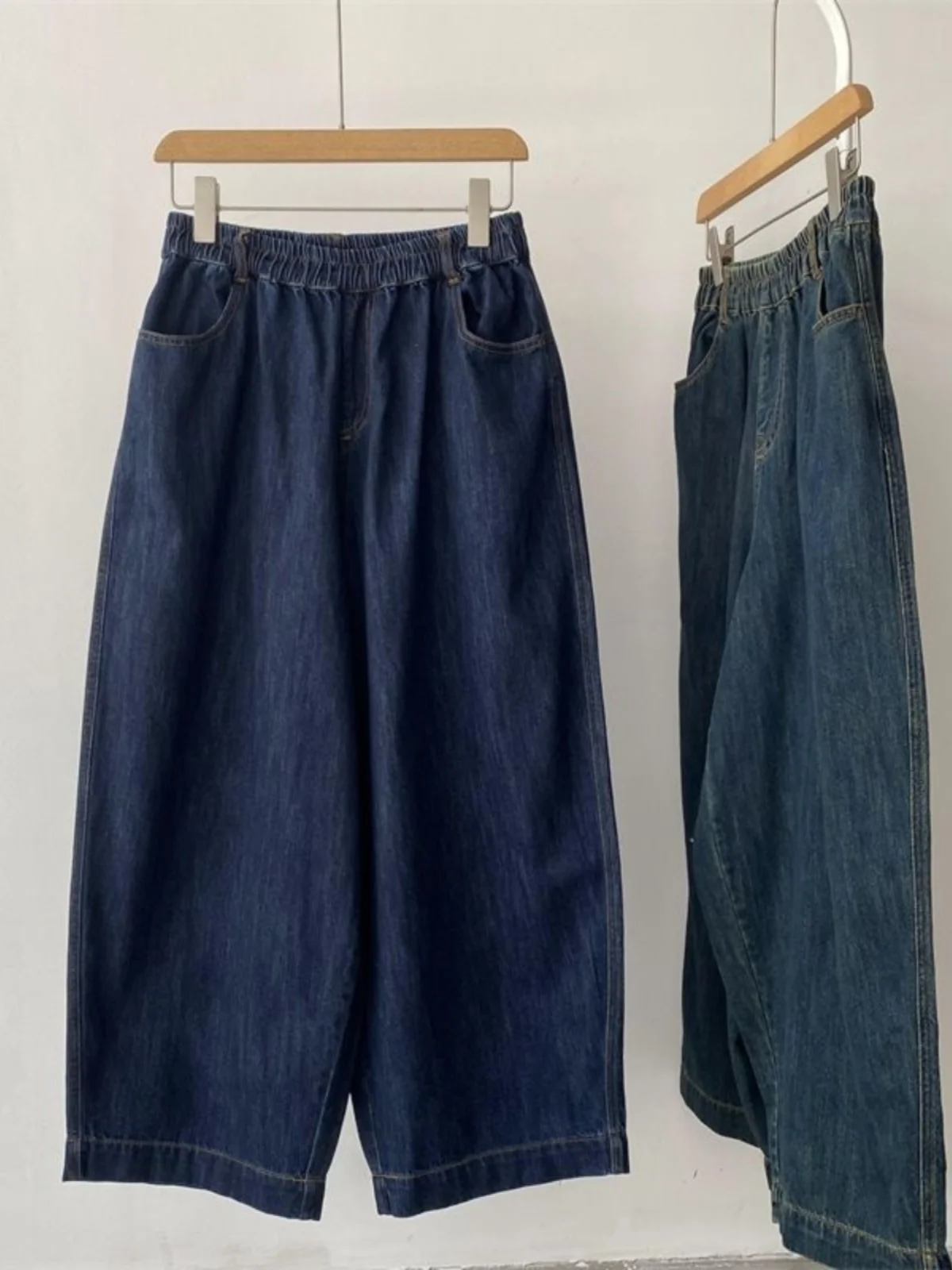 

High Waist Loose Fit Denim Jeans Men's plus Size 300 Pou Elastic Waist Vintage Wide Leg Harlan Pants Autumn Design