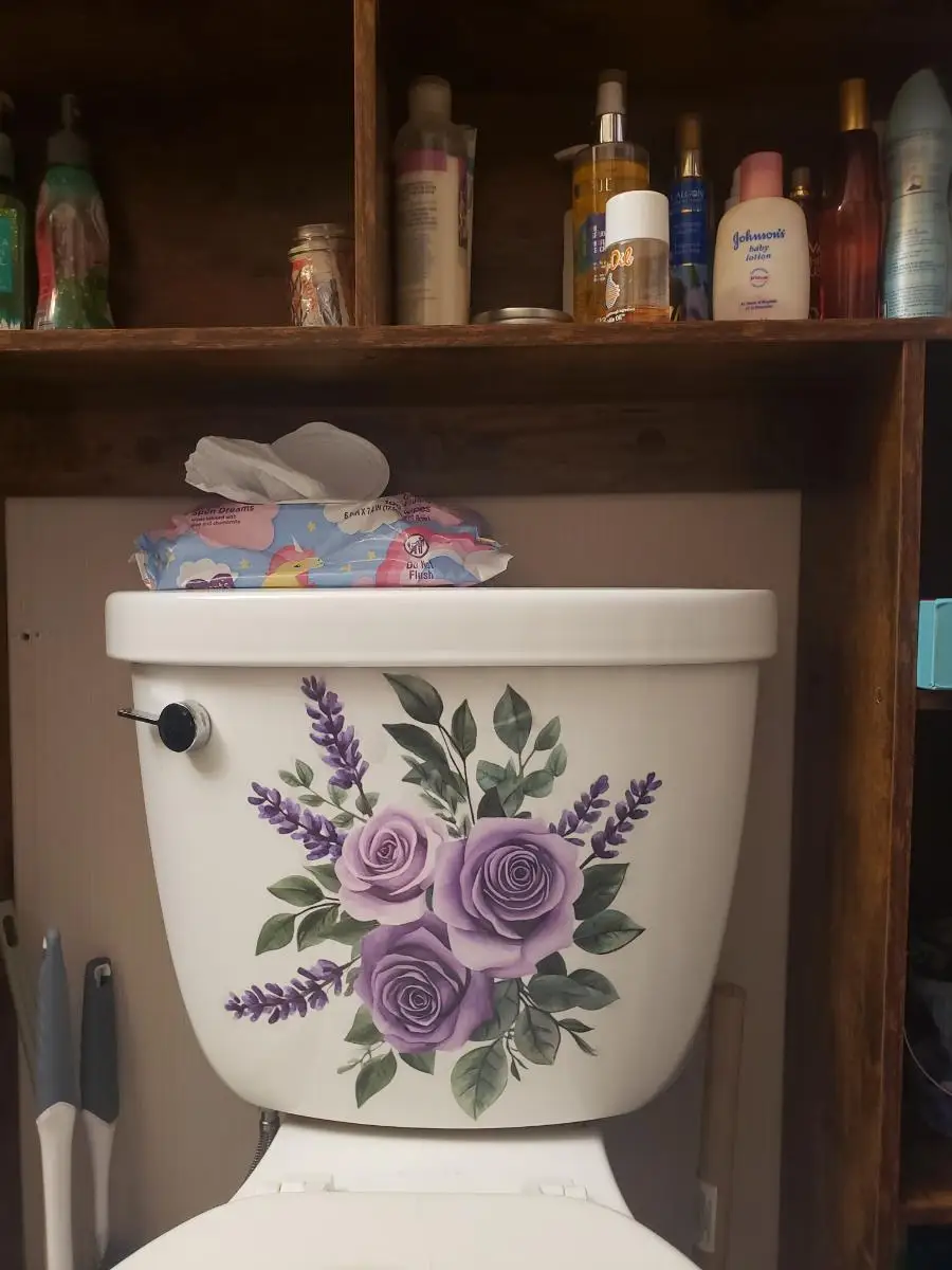 1 unique purple floral sticker toilet decoration, instantly apply and tear off bathroom window decoration, adding color to your