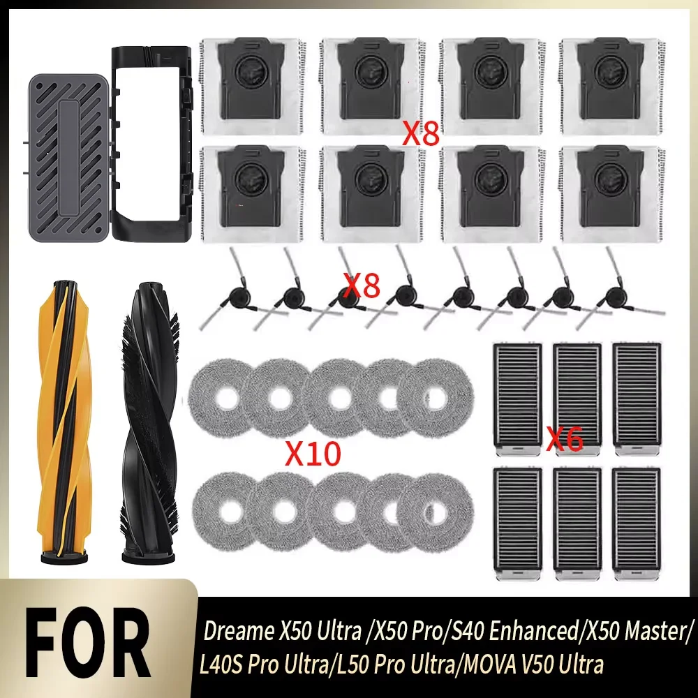 For Dreame X50 Ultra/S40 Enhanced/X50 Master/L40S Pro Ultra/L50 Ultra/MOVA V50 Ultra Main Brush Filter Mop Cloth Dust Bag
