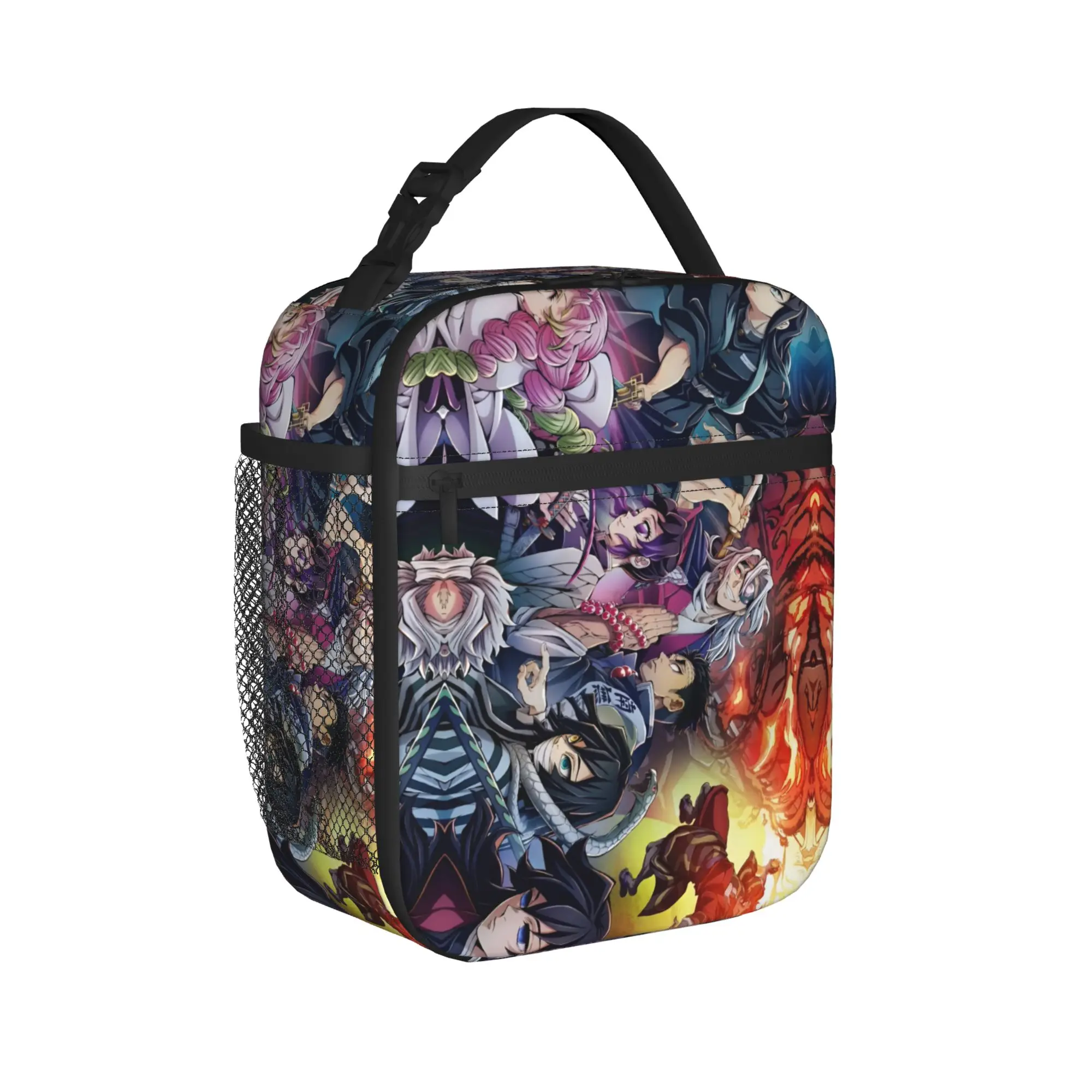 Custom Demon Slayers Insulated Lunch Bag for Women Men Waterproof Anime Cooler Thermal Lunch Box Office Picnic Travel view 2