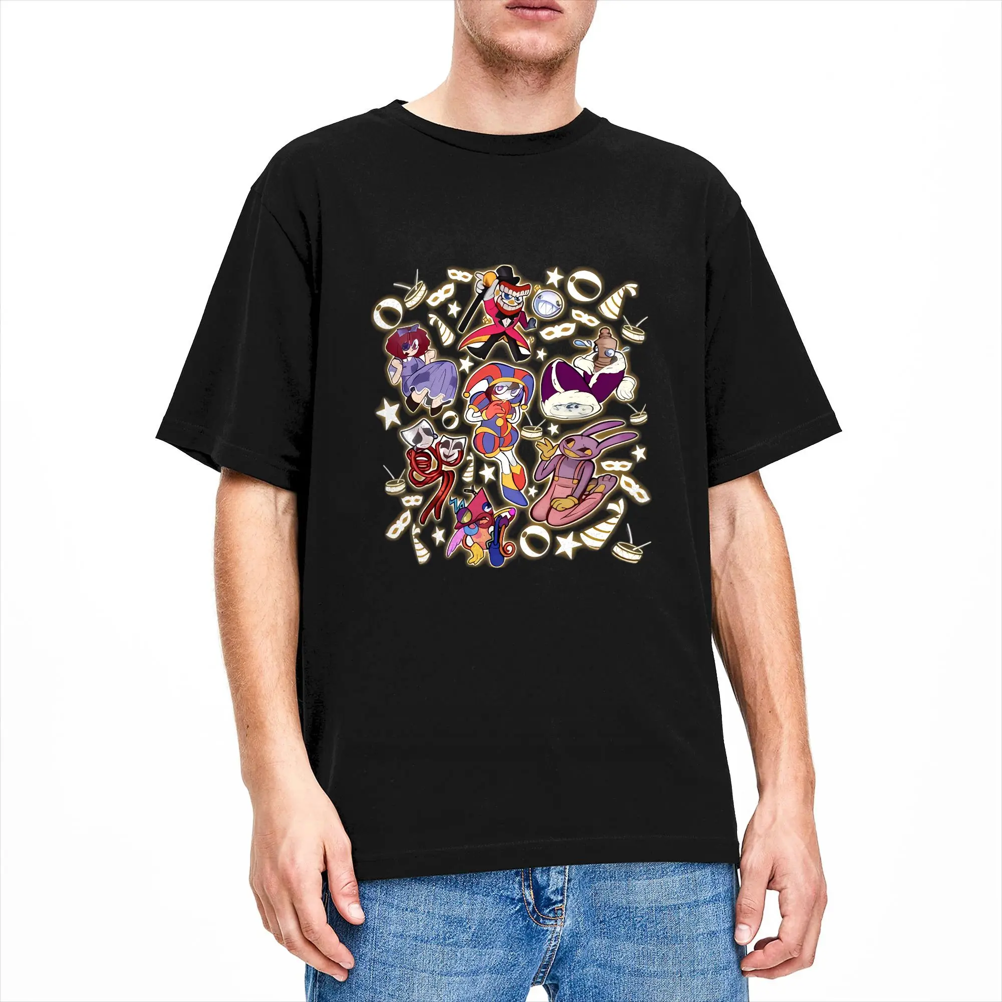 Amazing Circus Characters Men's T Shirts  Vintage Tee Shirt Short Sleeve Round Neck T-Shirts Cotton Summer Clothing