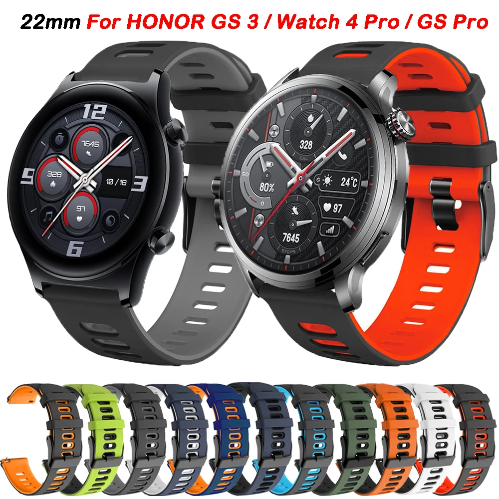 22mm Silicone Strap For HONOR Watch GS 3 GS3 Band For Honor Watch 4 Pro / GS Pro / Magic Watch 2 46mm Wristband Bracelet