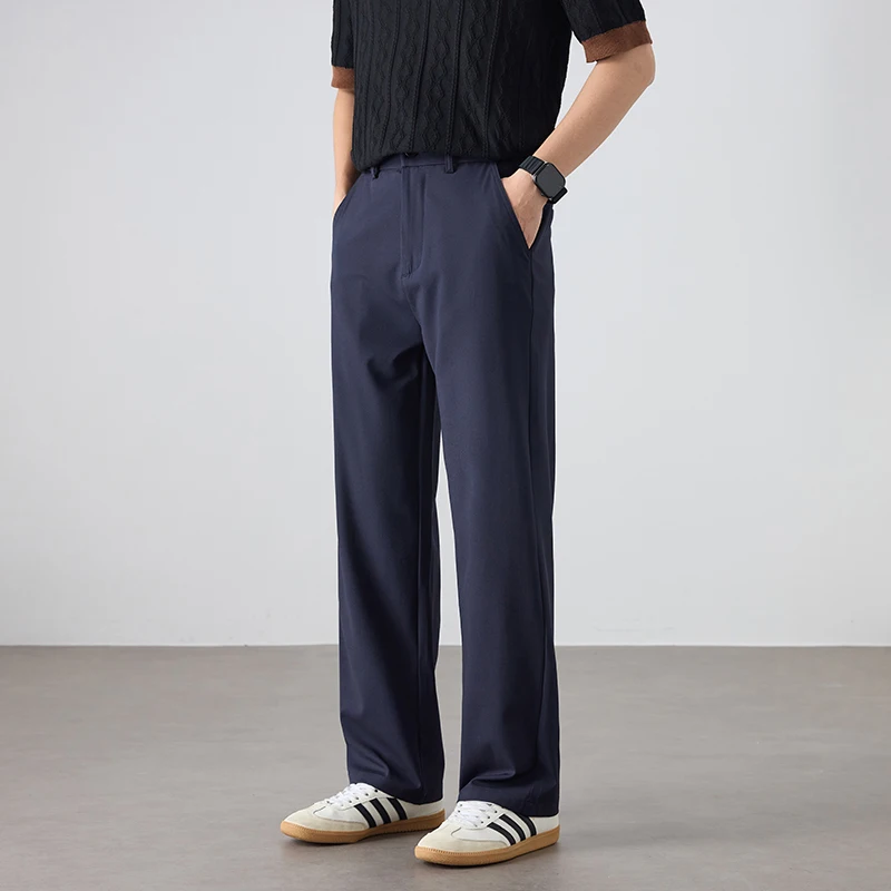 

New Male Korean Fashion Pants Trousers Men Spring Summer Lightweight Vintage Loose Casual Straight Commute Suit Pant