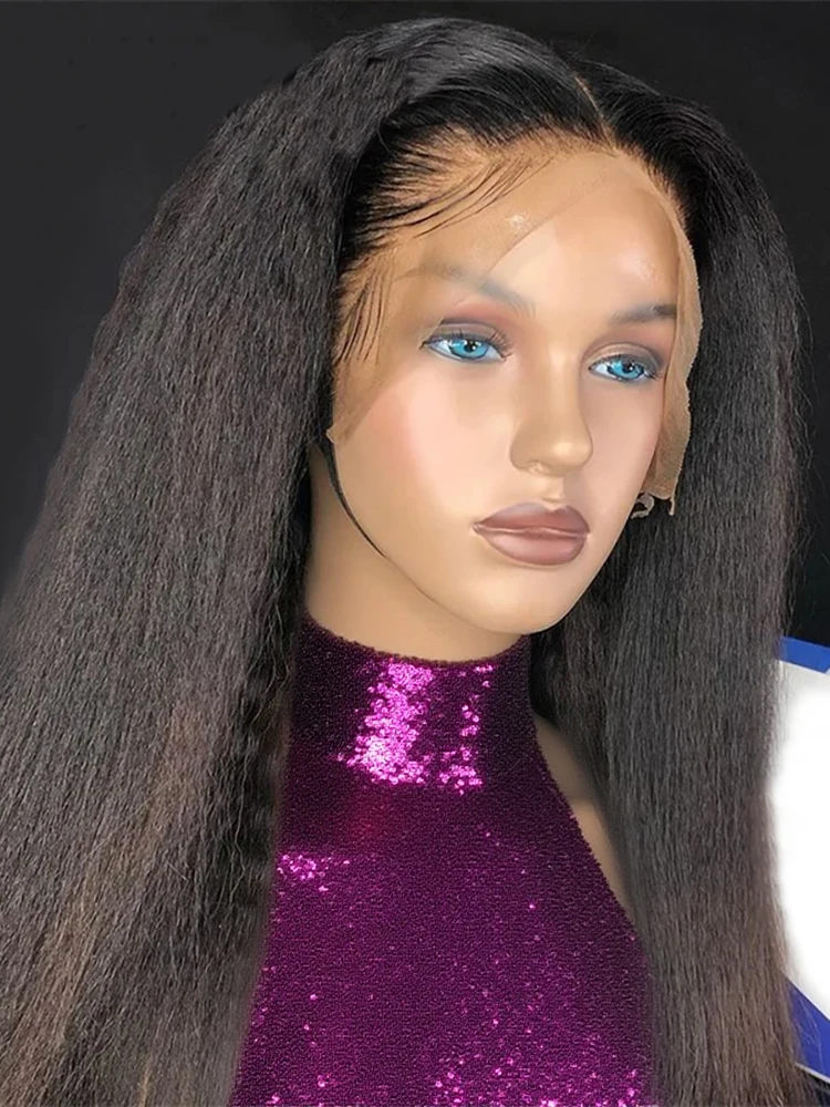 250% Transparent Kinky Straight 13x6 Hd Lace Front Human Hair Wig Brazilian 360 Full Lace Frontal Wig Pre plucked 30 40 Inch
