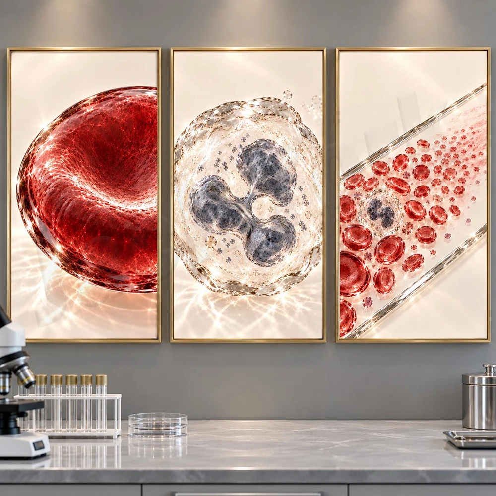 Oocytes, fertilization, embryology, embryo transfer, hematology, red blood cells, white blood cells, microscope canvas poster