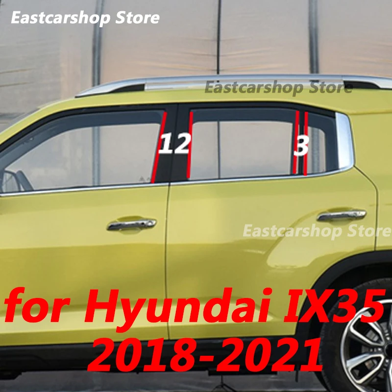 

For Hyundai IX35 2018 2019 2020 2021 Car B C Pillar Middle Central Column PC Window Decoration Strip Sticker Cover Accessories