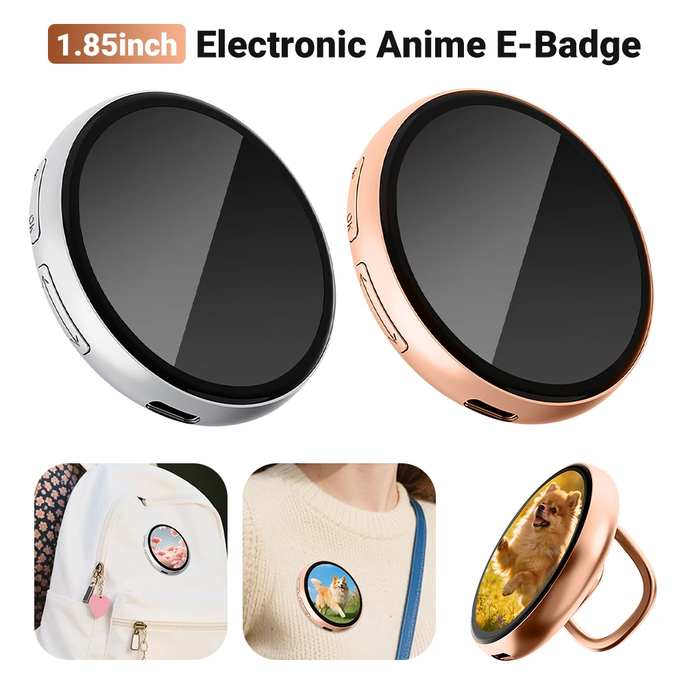 

Anime E-Badge Display Pin Dynamic Electronic 1.85-In IPS Magnetic Adsorption Animation Merchandise Digital Badge Gift for Fans
