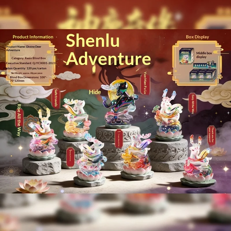 

Shenlu Qiyuan Blind Box Cartoon Deer Figurine Chinese Style National Trend Creative Resin Desktop Ornament Home Decor For Office