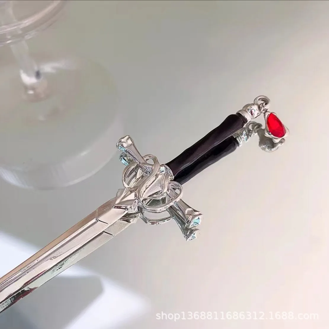 Vintage Sword Alloy Hairpin For Women Girls Silver Color Metal Hair Accessories Party Birthday Daily Jewelry image 3